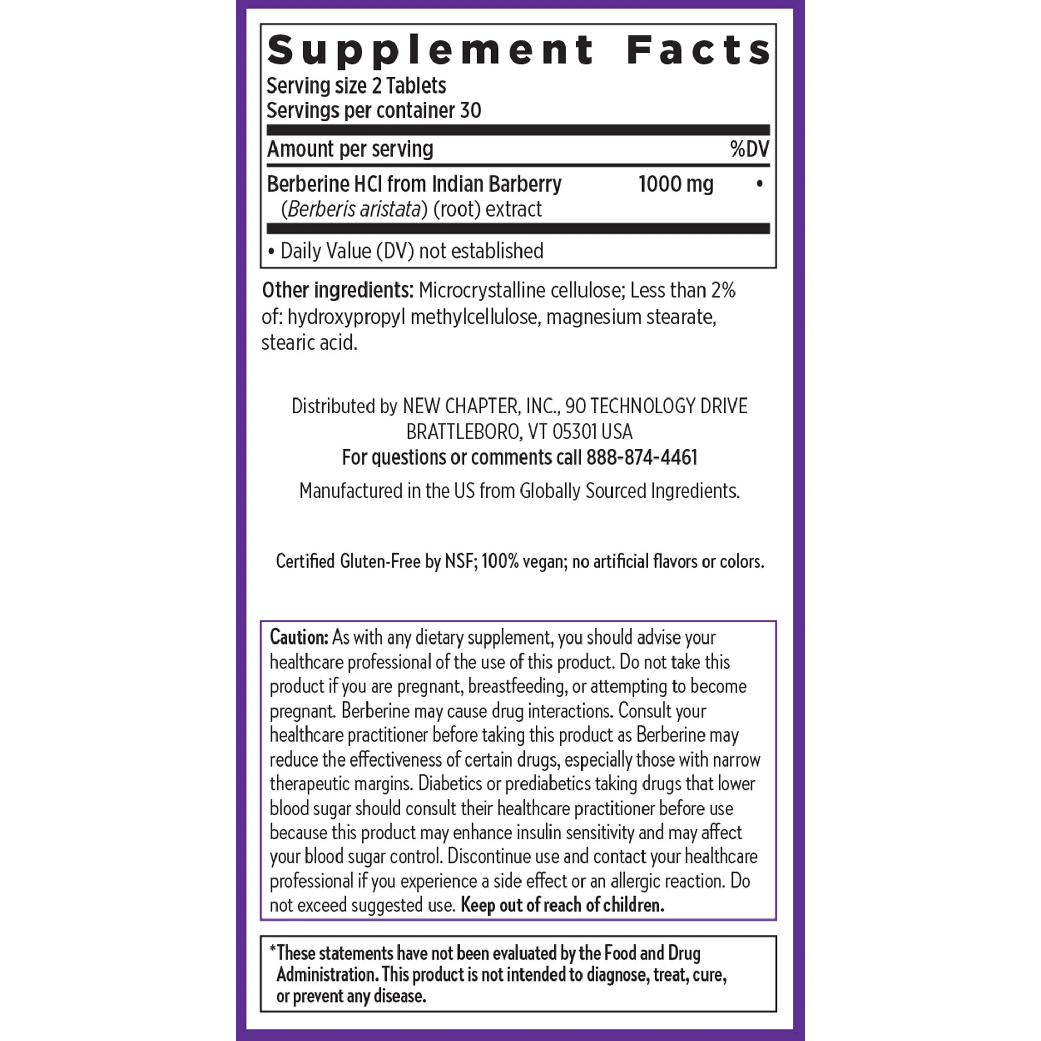 Berberine 1000 mg (per 2-tablet serving) - Image 8